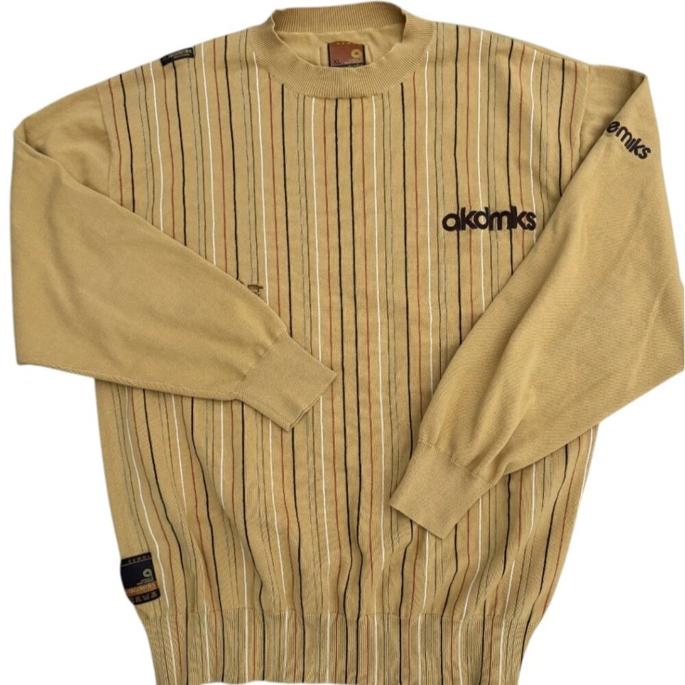 Vintage Y2K Akademiks Striped Sweater Men's Lightweight Embroidered Spellout XXL